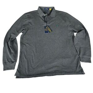 Polo Ralph Lauren Mens Long Sleeve Polo Shirt Grey Custom Slim Fit XL NWT